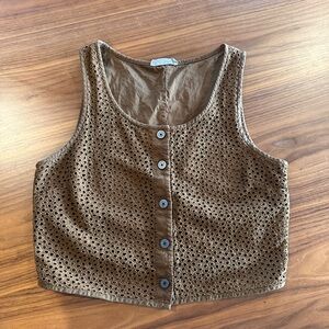 Everlane Brown Eyelet Crop Top